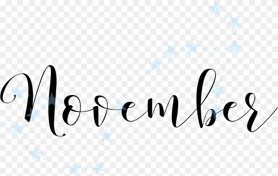 November Text Calligraphy Letters Brush Lettering Calligraphy, Nature, Night, Outdoors, Star Symbol Png Image