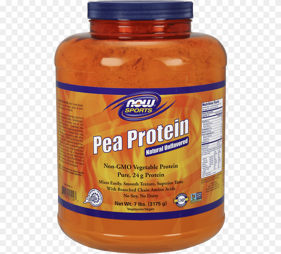 Now Sports Pea Protein Natural Unflavored Powder Now Carbo Gain, Can, Tin, Jar, Food Png Image