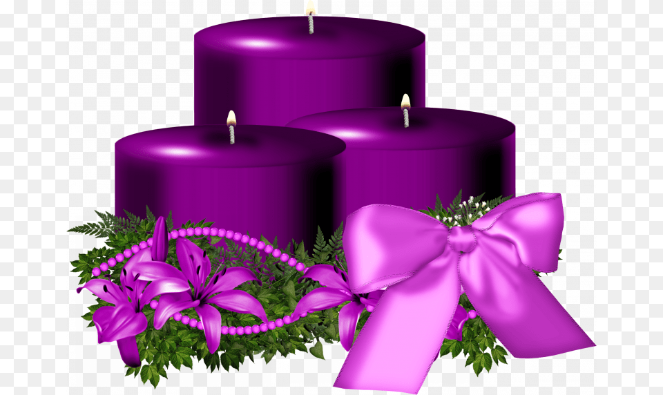 Now You Can Download Candles Icon Clipart Transparent Christmas Candle, Purple, Flower, Plant Png Image