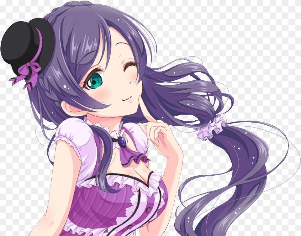 Nozomi Tojo Cute Anime Girl With Purple Hair, Publication, Book, Comics, Adult Free Png Download