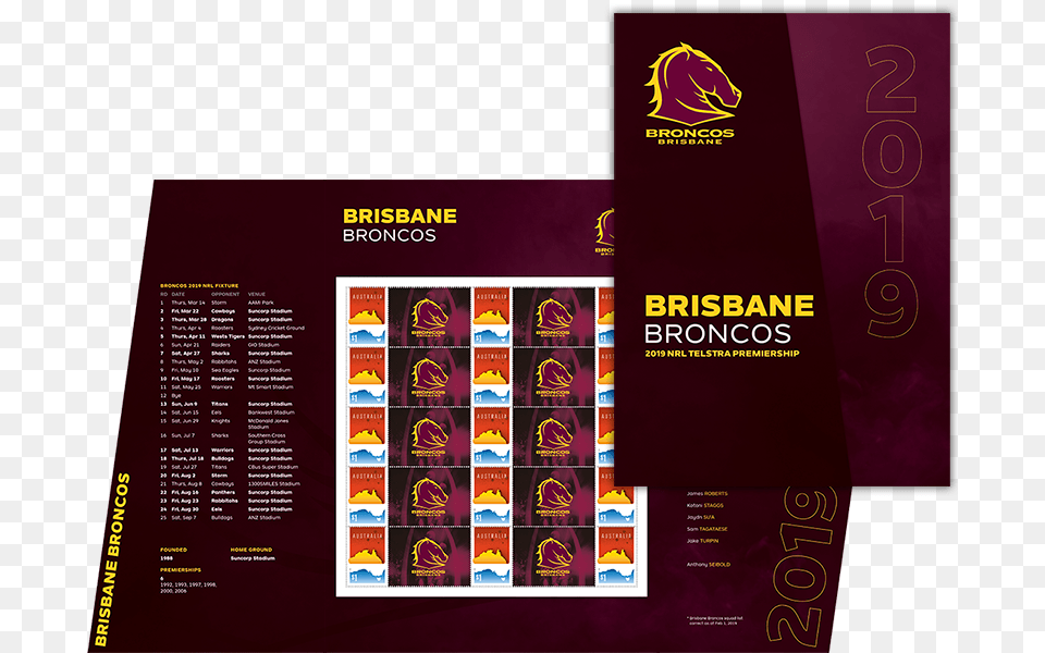 Nrl 2019 Brisbane Broncos Stamp Pack Product Photo Fremantle Dockers 2019, Advertisement, Poster Free Transparent Png
