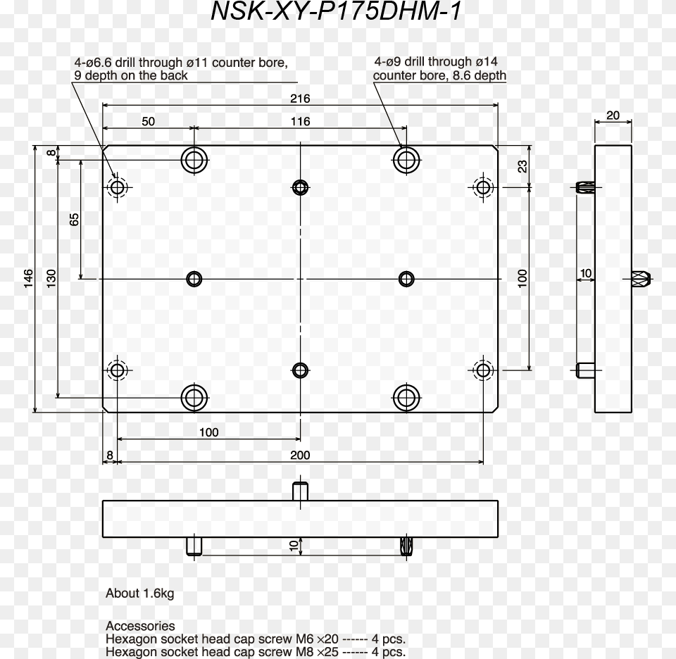 Nsk Xy P175dhm 1 Combining Bracket Diagram, Cad Diagram, Chart, Plan, Plot Free Transparent Png