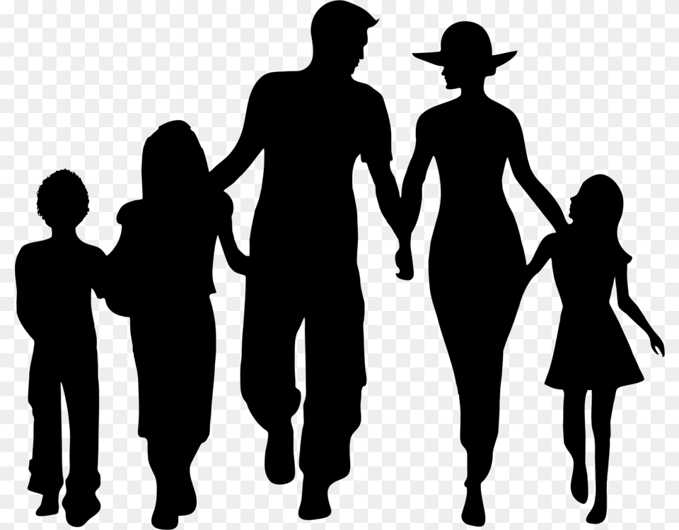 Nuclear Family Silhouette Art Gray Free Png Download