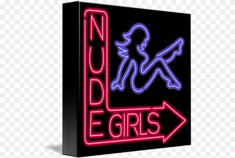 Nude Girls Neon Sign By Ricky Barnard Nude Girls Neon Sign, Light, Scoreboard Png Image