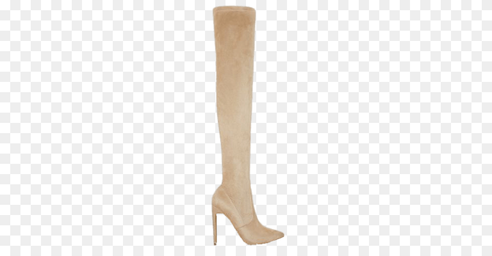 Nude Suede Thigh High Boot, Clothing, Footwear, High Heel, Shoe Png Image