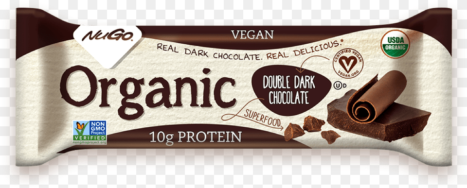 Nugo Organic Double Dark Chocolate Bar, Cocoa, Dessert, Food, Sweets Free Png