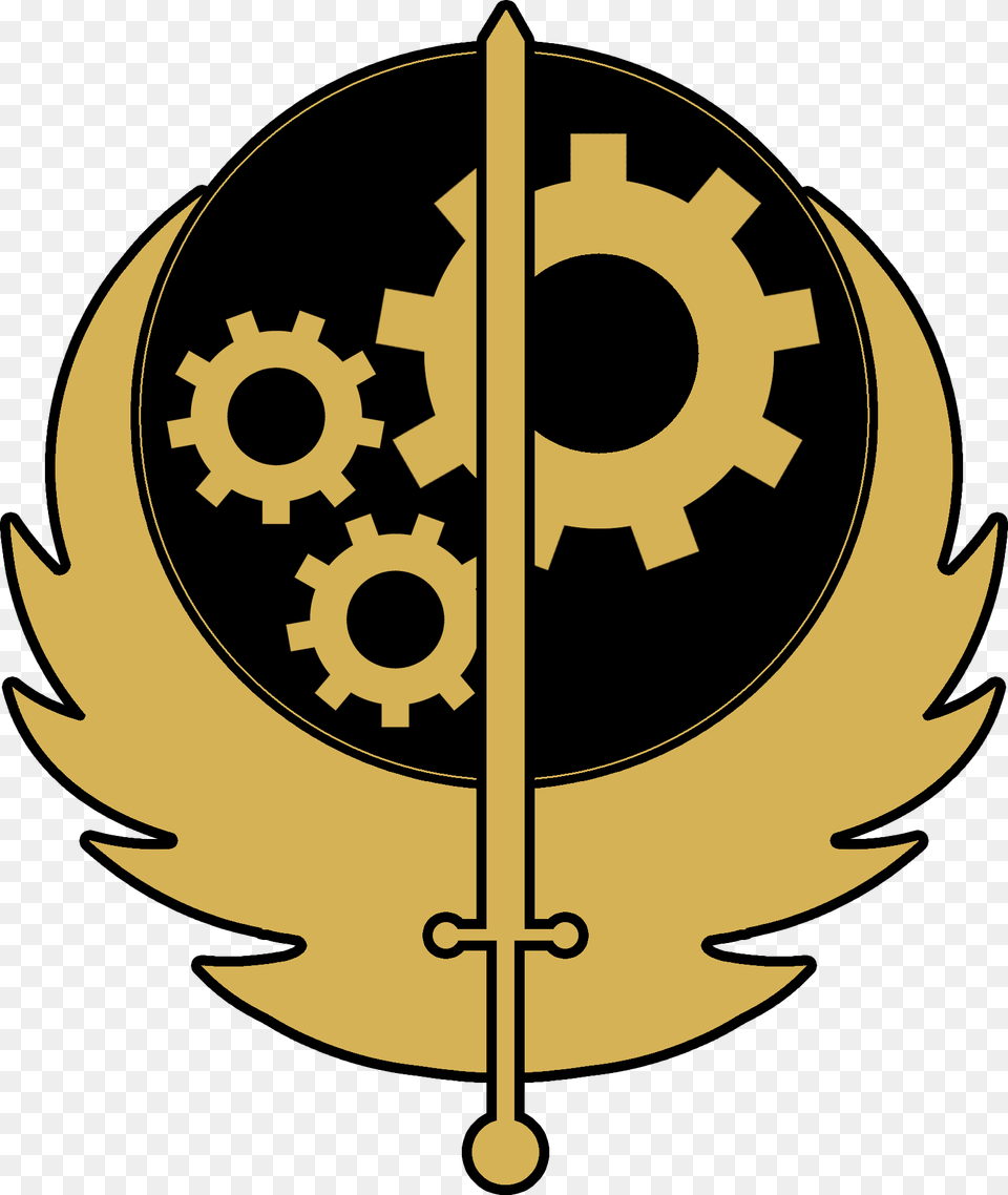 Nukapedia The Vault Fallout Brotherhood Of Steel Logo, Machine, Gear, Person Png Image