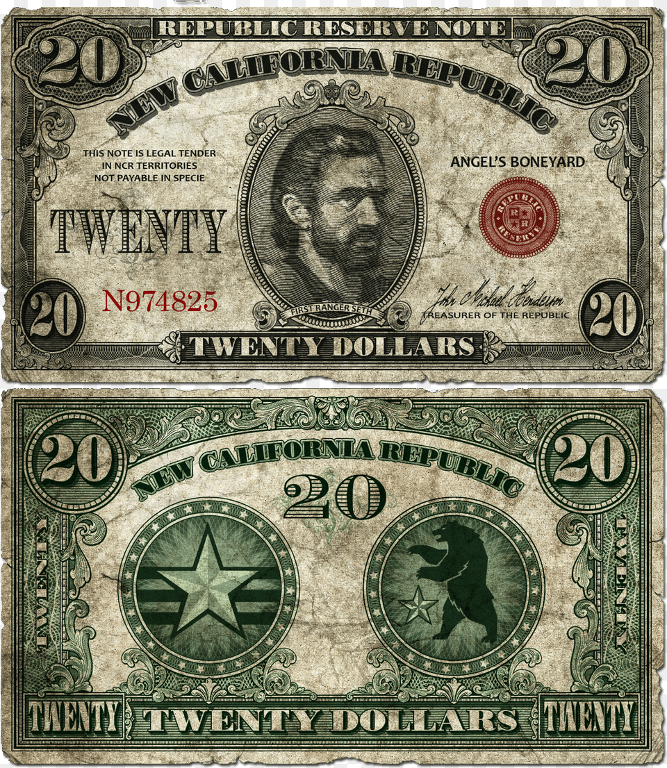 Nukapedia The Vault New California Republic Money, Adult, Male, Man, Person Free Png Download