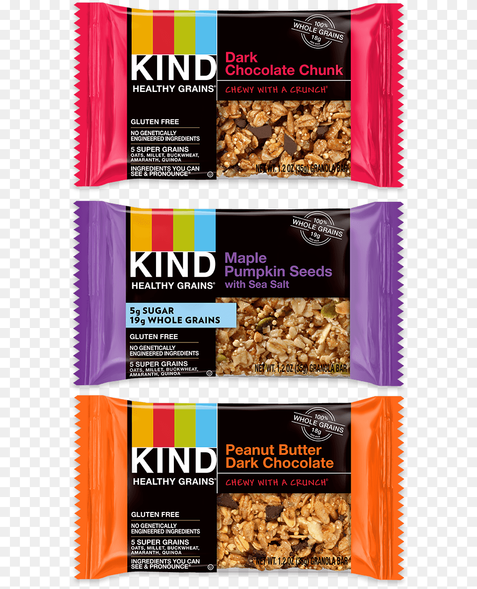 Null Kind Dark Chocolate Chunk Granola Bar, Advertisement, Food, Grain, Produce Free Png Download