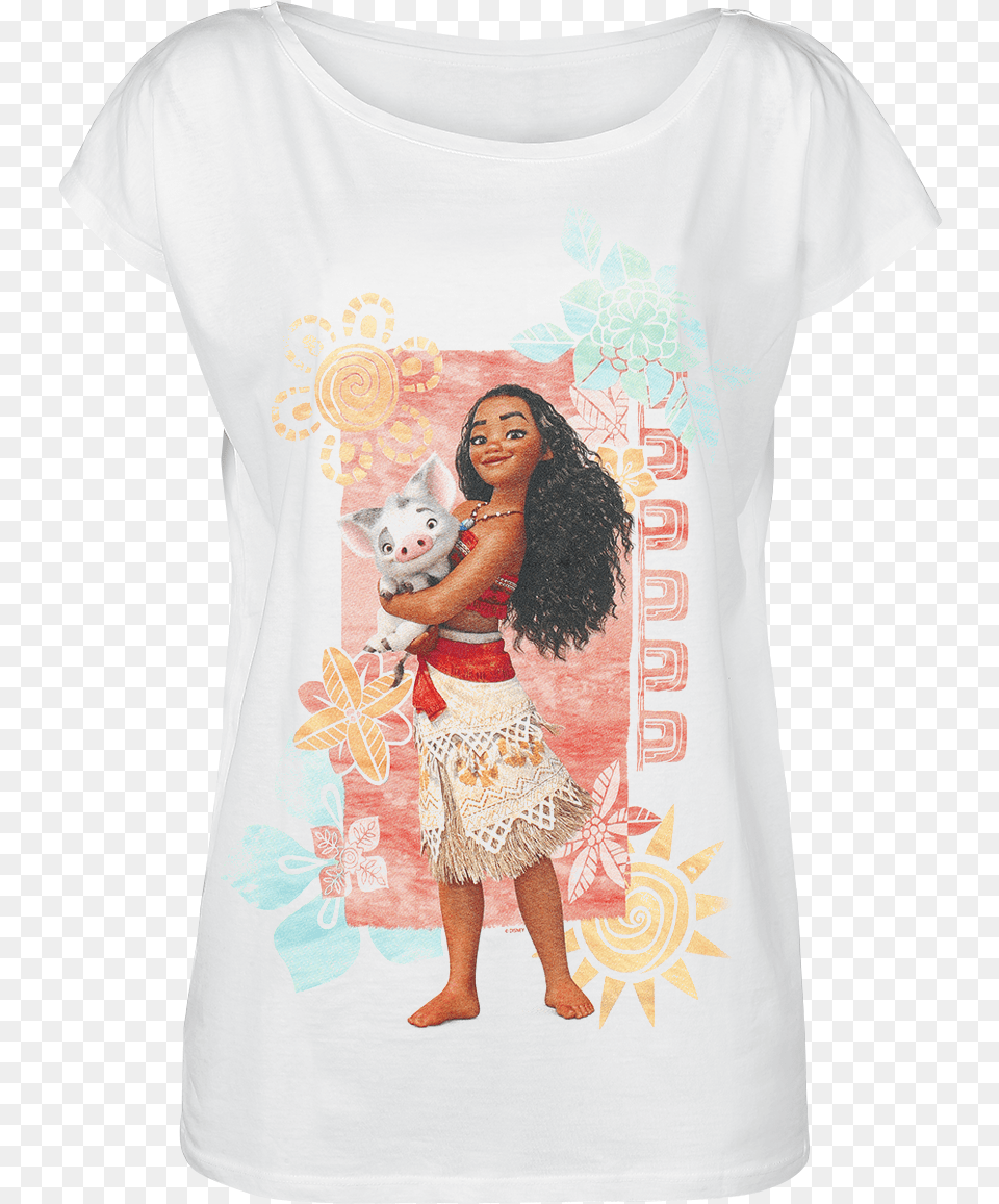 Null Moana And Pua White T Shirt Qoautci Disney Moana Time To Celebrate Birthday Card, T-shirt, Clothing, Adult, Person Png Image