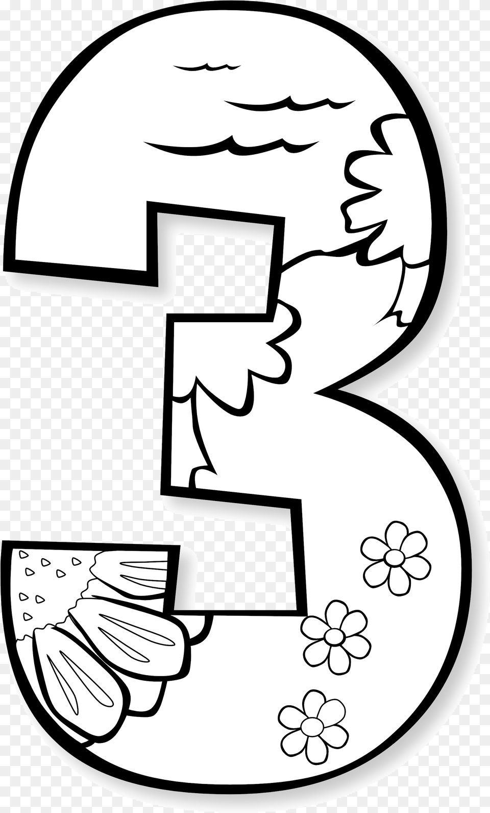 Number 1 Black And White Numbers Clipart Kid Image Creation Numbers Coloring Page, Stencil, Symbol, Text Free Png