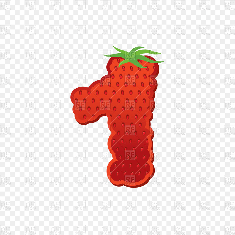 Number 1 Strawberry Vector Image Illustration Of Design Number 1 Strawberry Design, Berry, Food, Fruit, Plant Free Png