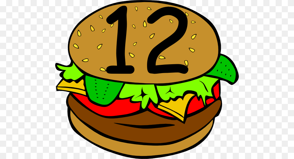 Number 12 Clip Art Hamburger Clipart, Burger, Food, Text, Animal Free Png Download