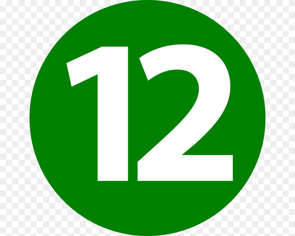 Number 12 Icon, Symbol, Text, Green Free Png Download