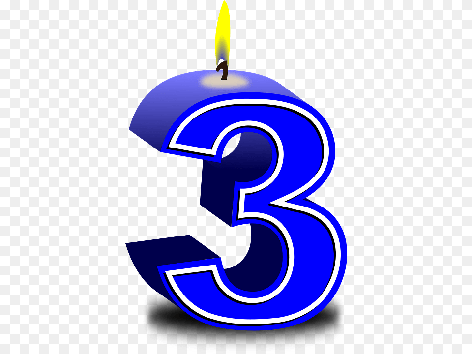 Number 3 Birthday Candle, Symbol, Text Png Image