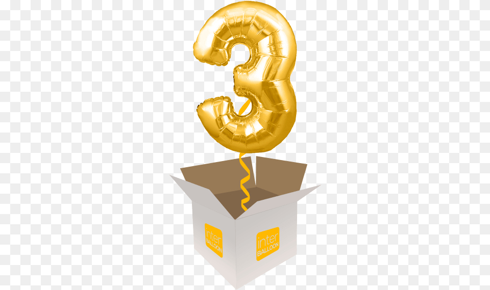 Number 3 Gold Megaloon Number 13 Balloons, Text, Symbol, Box Png Image