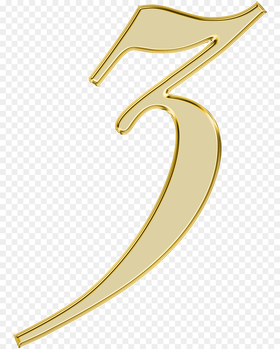 Number 3 Golden Oro Numeros En, Symbol, Text, Accessories, Blade Free Png Download