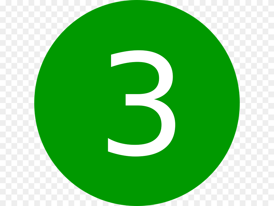 Number 3 In Green Circle, Symbol, Text, Disk Png Image