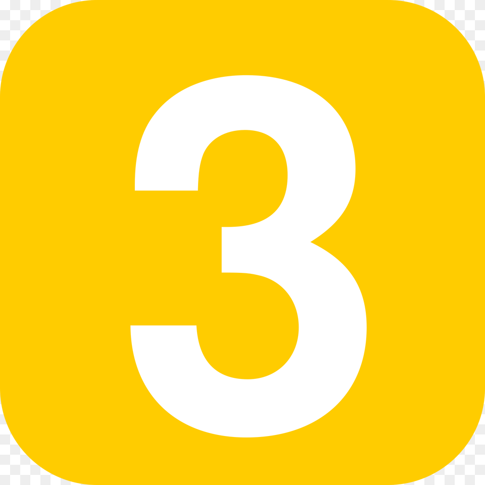 Number 3 In Yellow Rounded Squaresvg, Symbol, Text Free Transparent Png