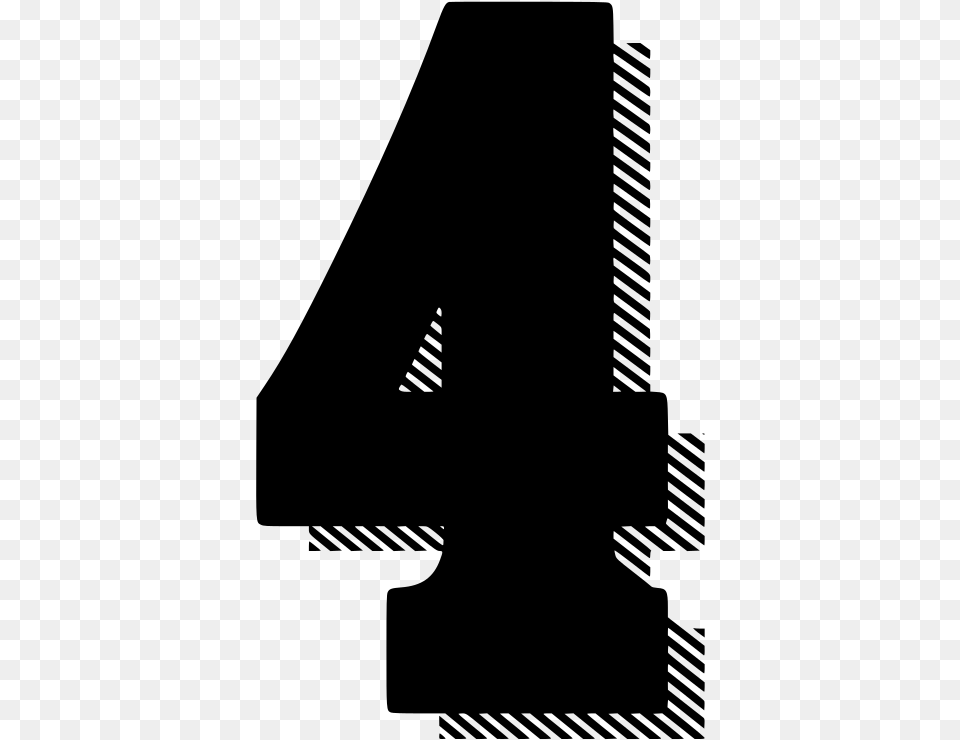 Number 4 Drop Shadow, Gray Free Png