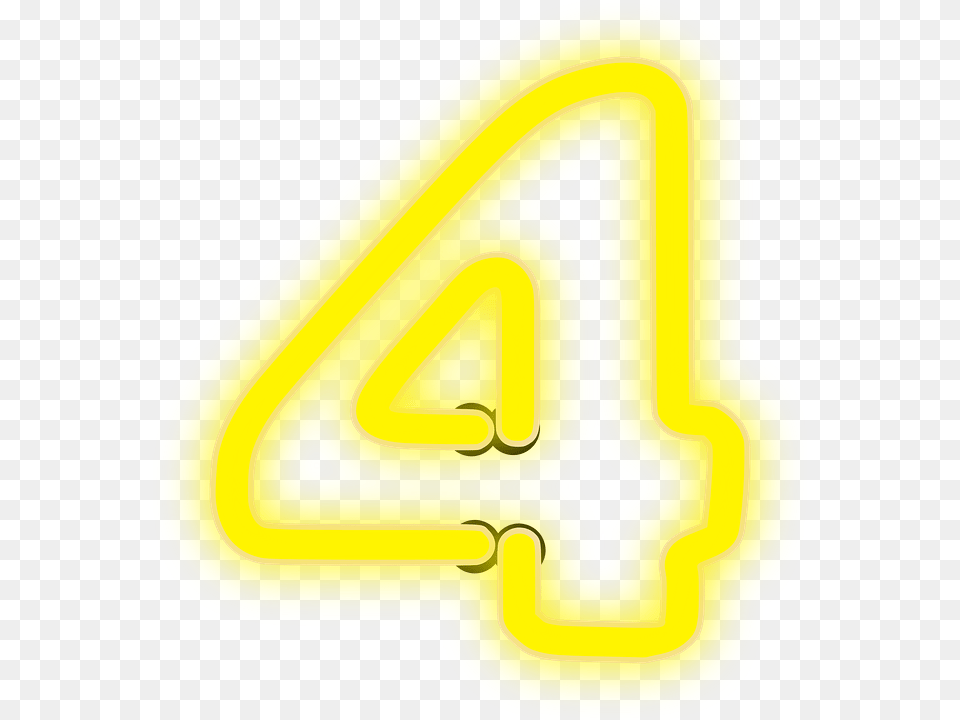 Number 4 In Yellow, Text, Light, Symbol, Clothing Free Transparent Png