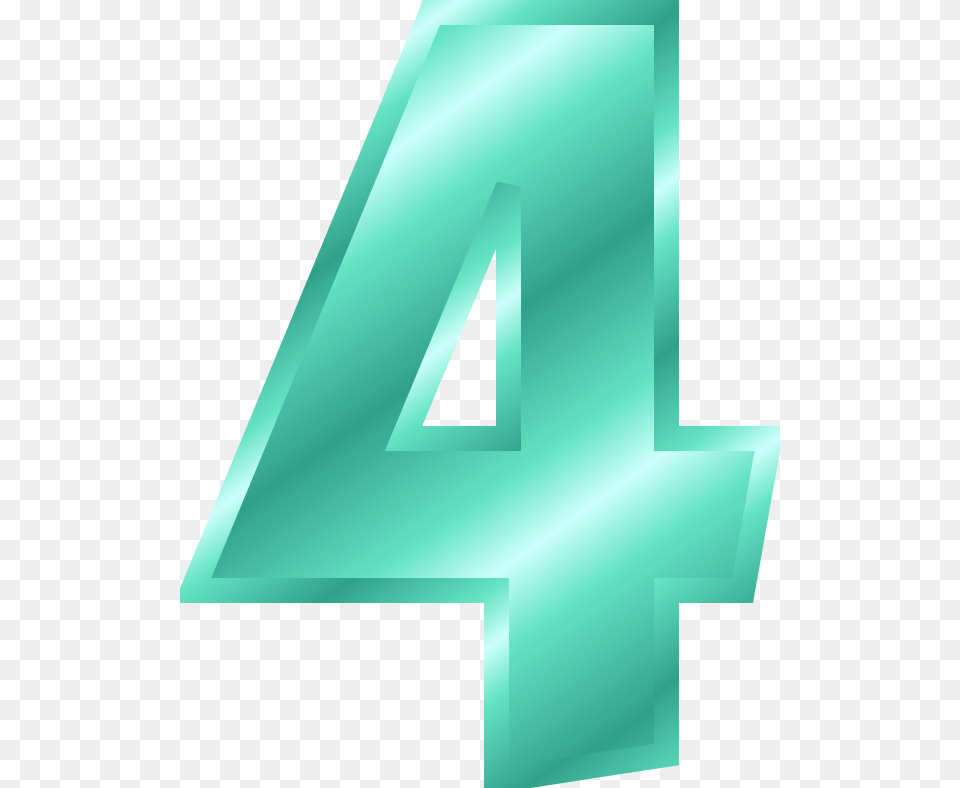 Number 4 Number 4 In Teal, Symbol, Text Png