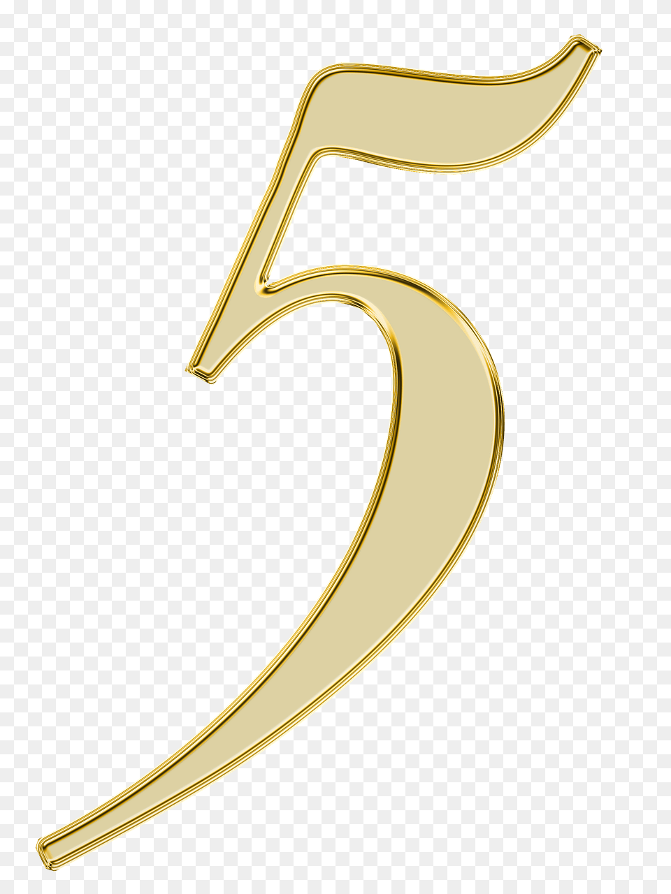 Number 5 Golden, Symbol, Text, Blade, Dagger Png