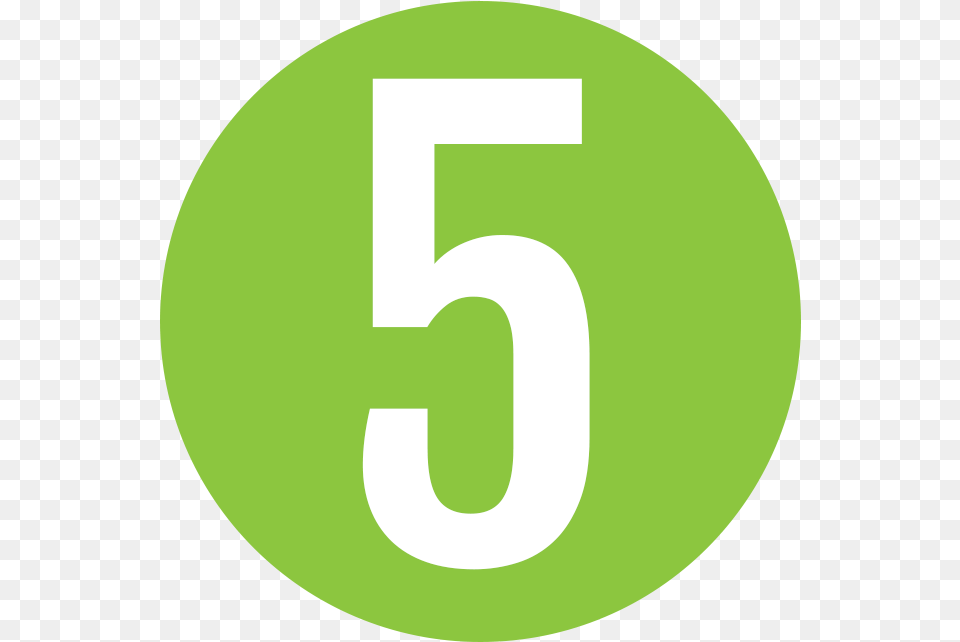 Number 5 In A Circle, Symbol, Text, Green, Disk Png Image