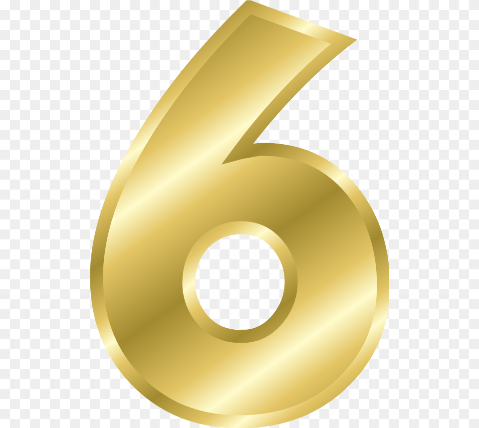 Number 6 Digit Gold Transparent Number, Symbol, Text, Disk Png Image