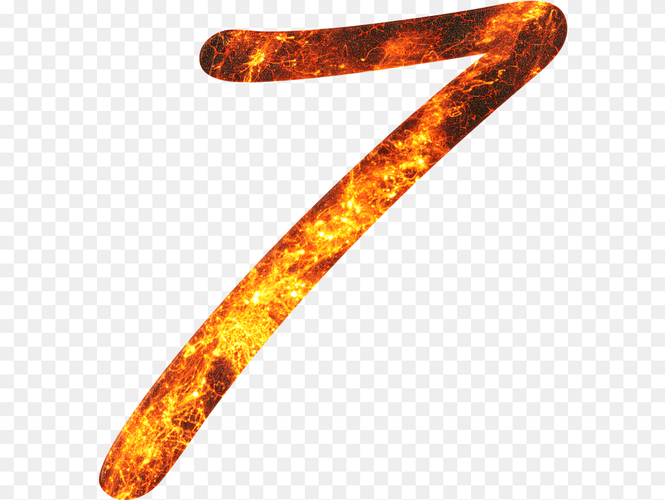 Number 7 Fire 7 Fire, Light, Outdoors, Symbol Free Png Download
