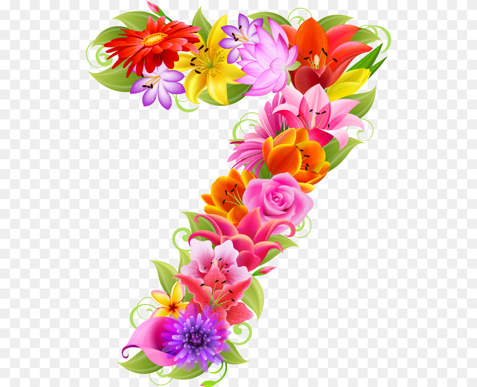 Number 7 Flower Clipart, Art, Floral Design, Flower Arrangement, Graphics Free Transparent Png