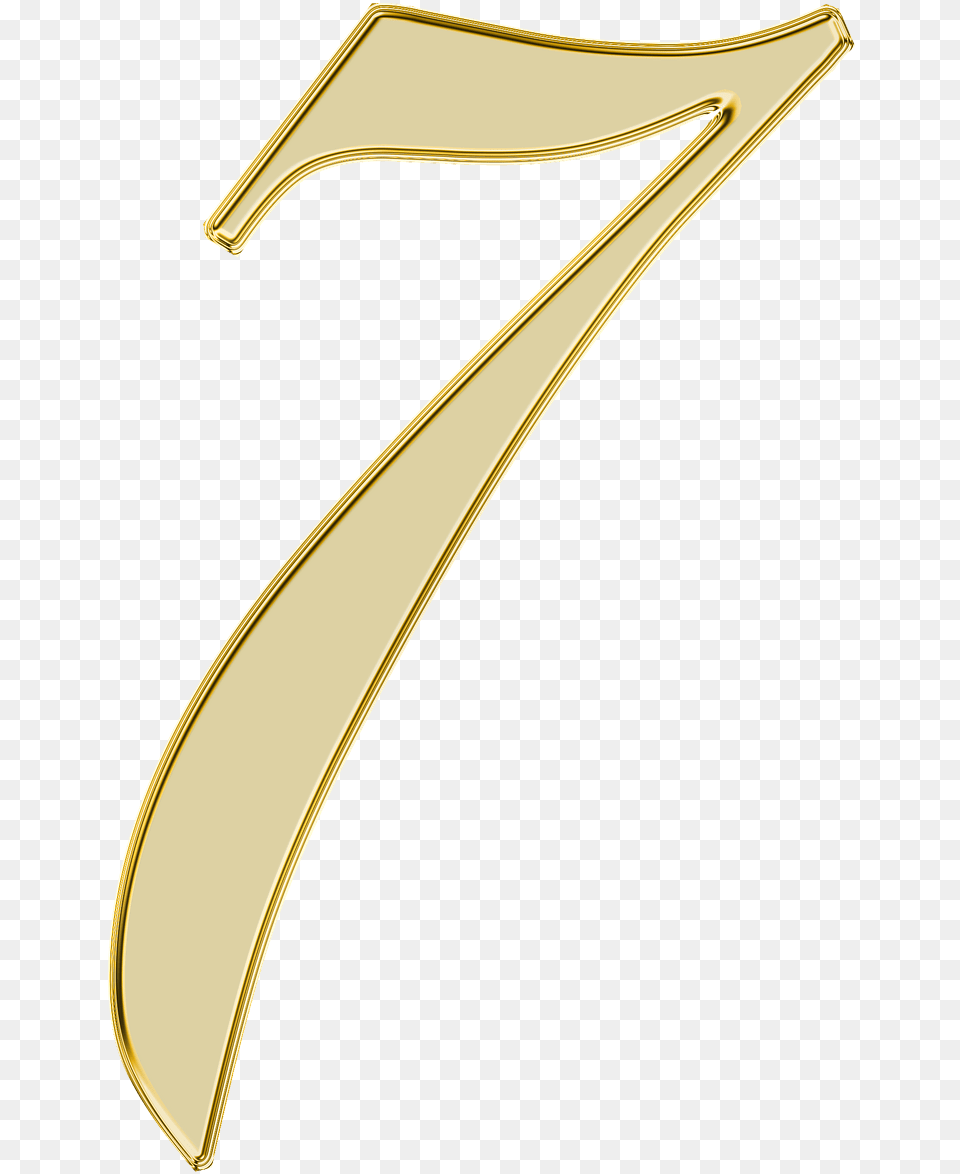 Number 7 Golden Clip Arts Golden 7, Symbol, Text, Blade, Dagger Free Transparent Png