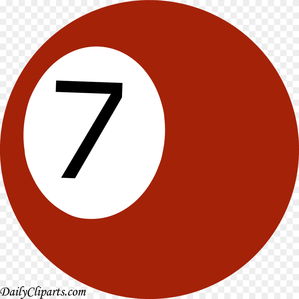 Number 7 Pool Ball Maroon Color Clipart Icon Circle, Symbol, Text, Disk Free Transparent Png