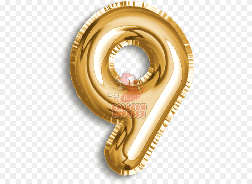 Number 9 Foil Balloon, Gold, Text Free Transparent Png