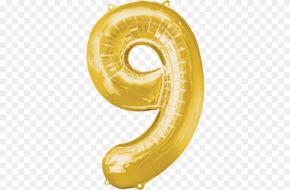 Number 9 Silver Foil Balloon, Text, Food, Banana, Fruit Free Png Download