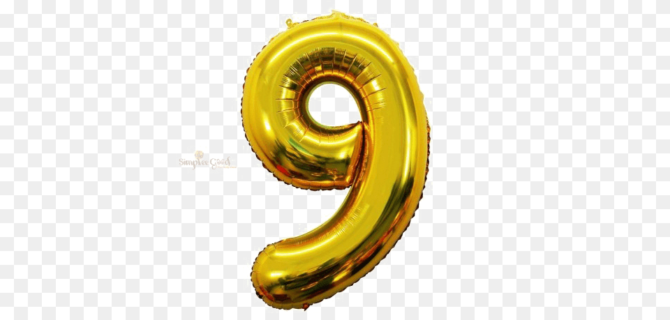 Number Arts 9 Gold Balloon, Symbol, Text Png Image