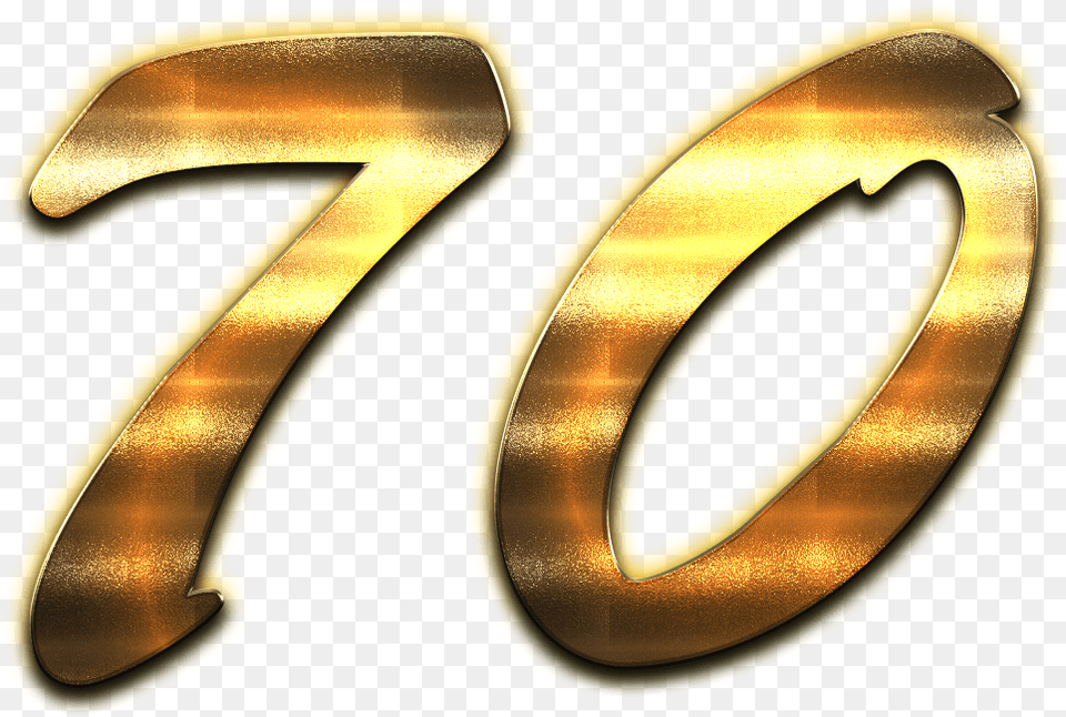 Number Golden Transparent Number 70, Symbol, Text Free Png