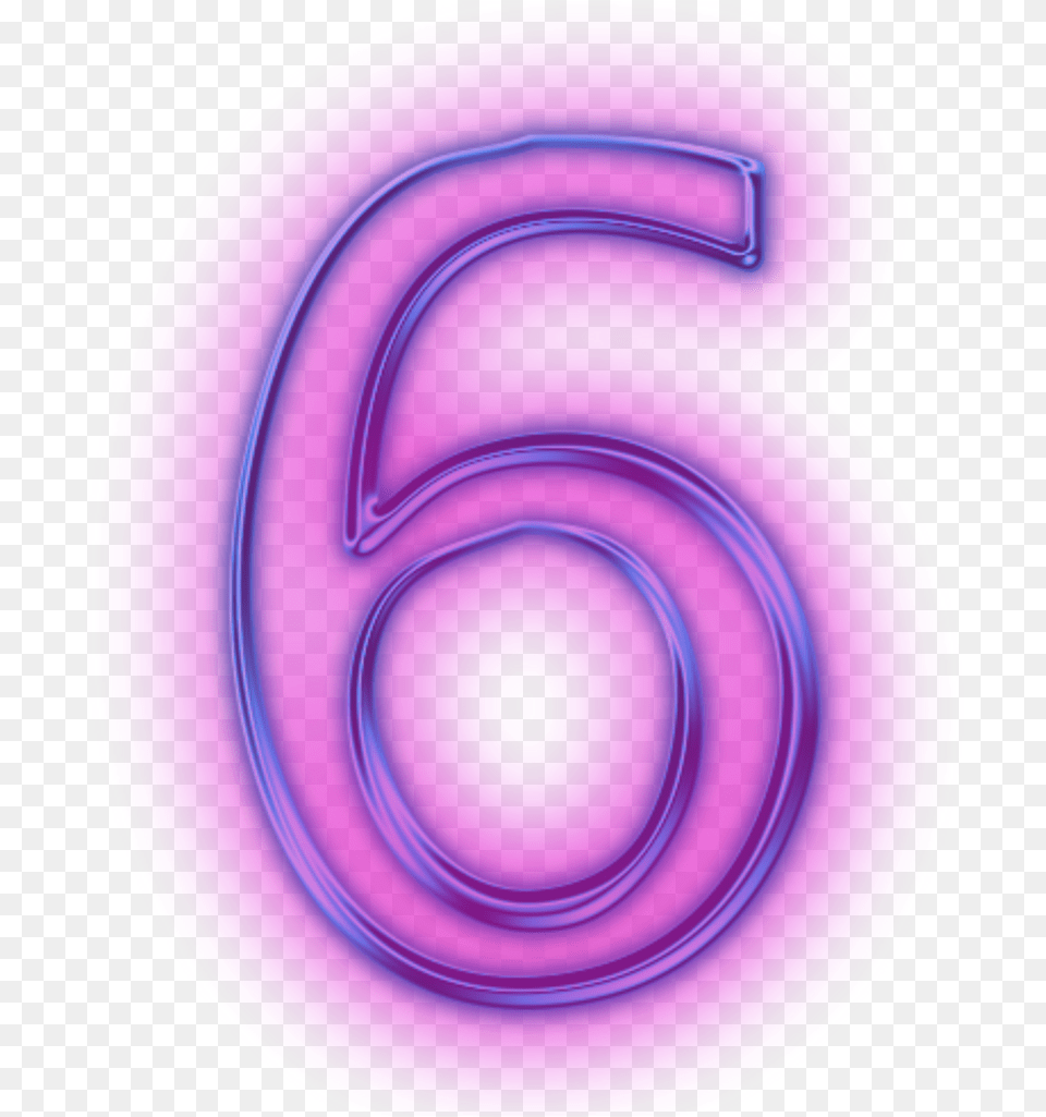 Number Neon 6 Purple Neonspiral Neonlights Neoneffect Number 6 In Pink, Light, Text, Symbol Png Image