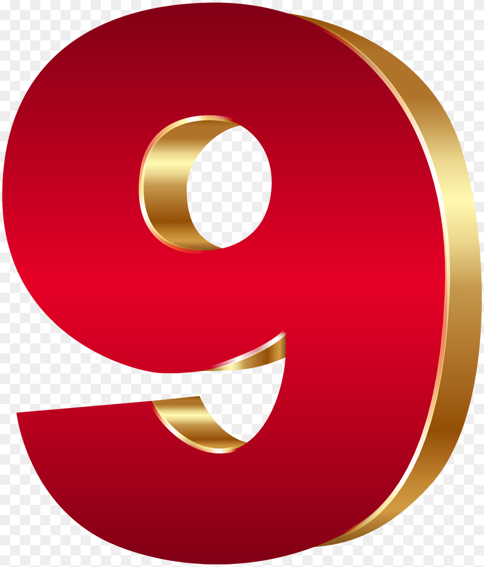 Number Nine Red Gold Clip Art, Symbol, Text Png Image