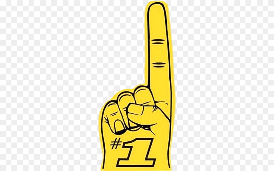 Number One Yellow Foam Hand, Body Part, Person, Text Free Png