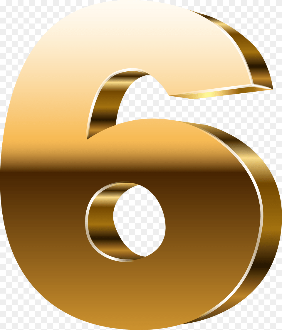 Number Six 3d Gold Clip Art, Symbol, Text, Disk Free Transparent Png