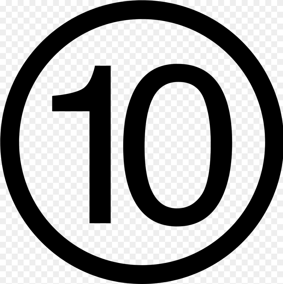 Number Ten In Circle, Gray Free Png