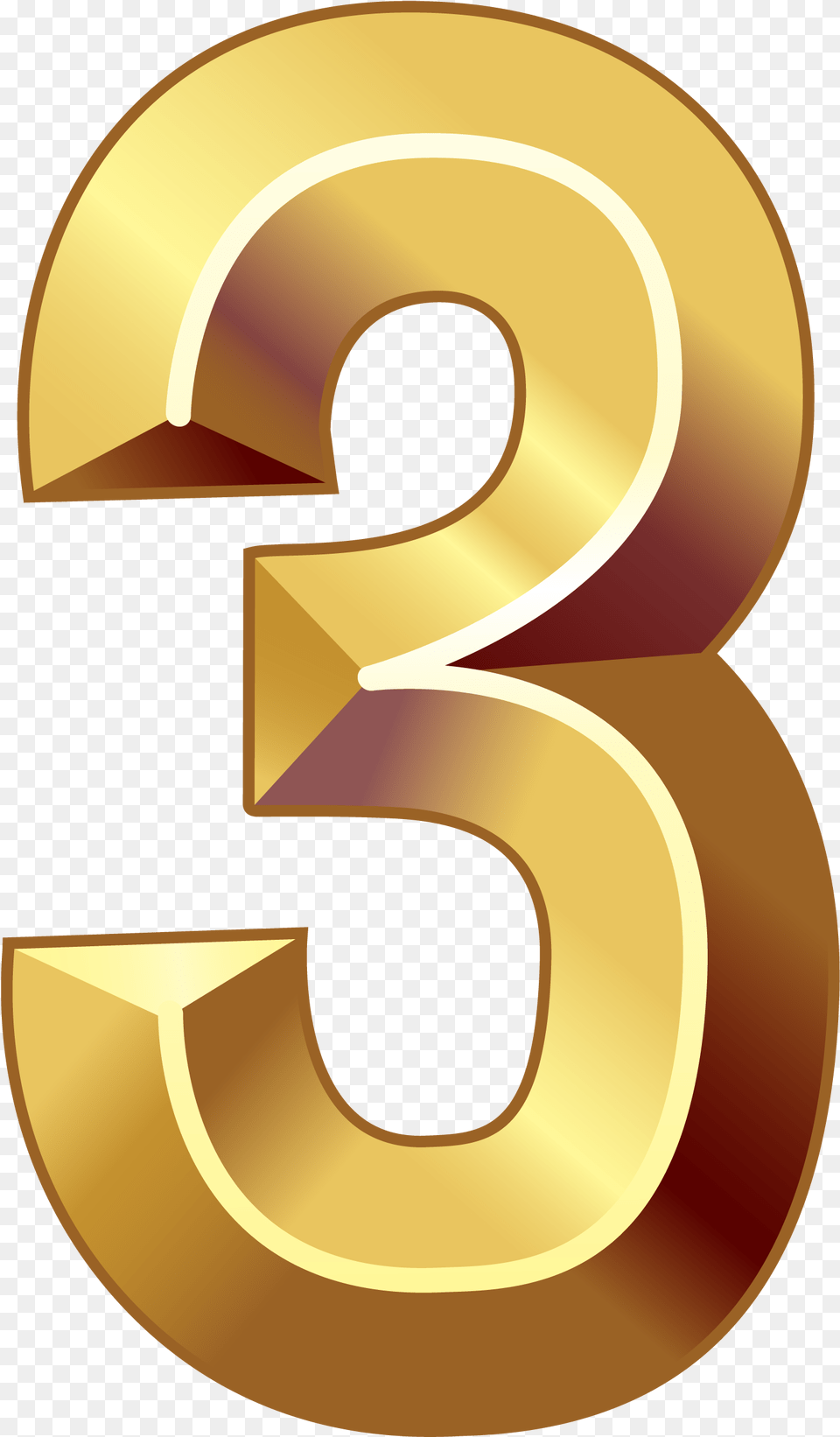 Number Three Gold Number 3, Symbol, Text, Disk Free Png