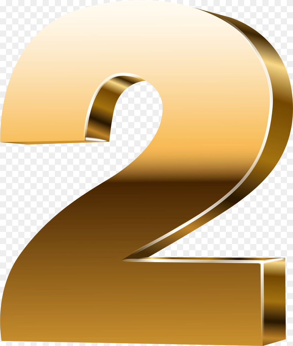 Number Two 3d Gold Clip Art 3d Gold Numbers, Symbol, Text Png Image