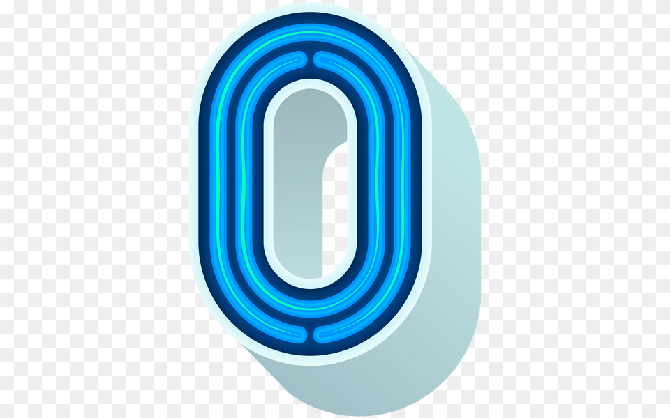 Number Zero Neon Blue Clip Art, Light, Disk Free Png Download