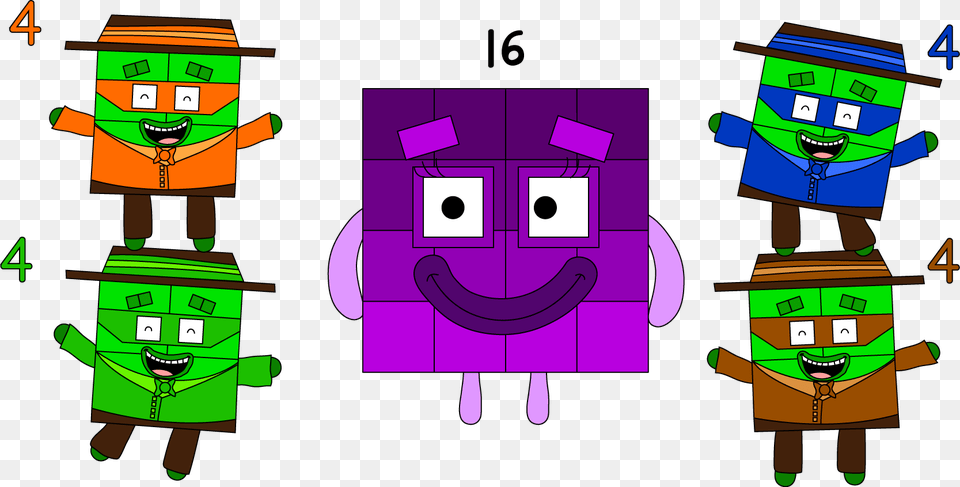 Numberblock 16 Turns Into A Barbershop Quartet Twitter Numberblocks, Architecture, Emblem, Pillar, Symbol Free Png