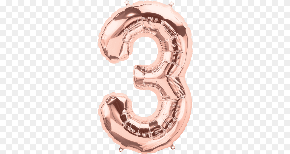 Numbers 0 To 9 Rose Gold Foil Balloon 16 In And 34 Each Balloon Number 3, Text, Person Png Image