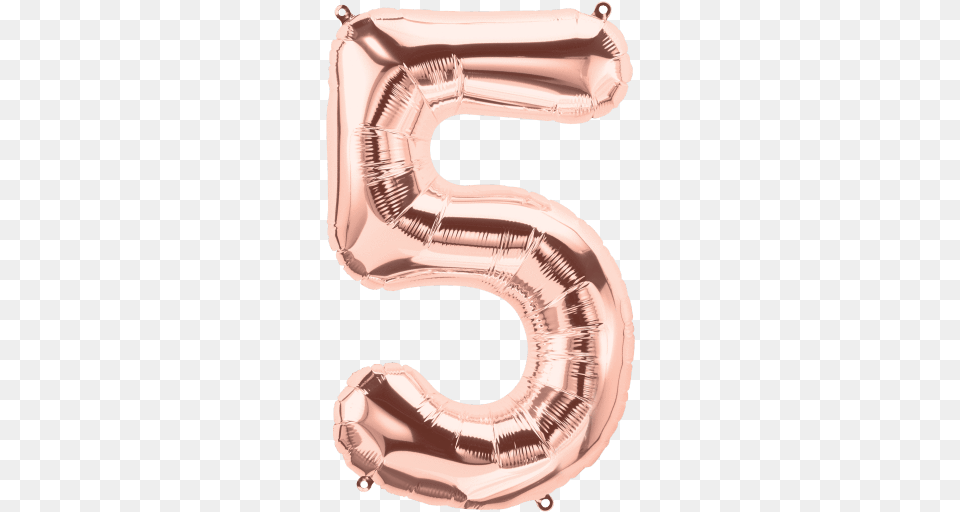 Numbers 0 To 9 Rose Gold Foil Balloon 16 In And 34 Each Number 5 Rose Gold Balloon, Text, Symbol, Appliance, Blow Dryer Free Png