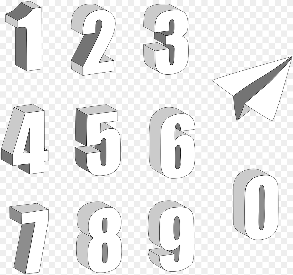 Numbers 3d Paper Airplane Picture Parallel, Text, Number, Symbol Png
