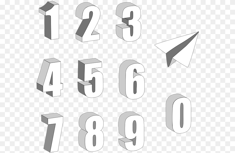 Numbers 3d Paper Airplane Symbol 3d Numbers Digit Graphics, Text, Number Free Transparent Png